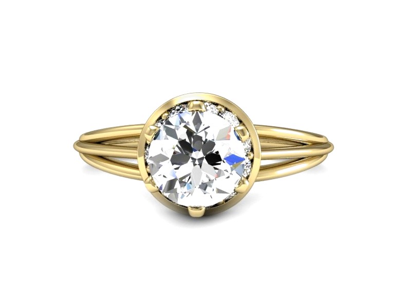 Złoty pierścionek z cyrkoniami żółte złoto - P15557z — zdjęcie 2