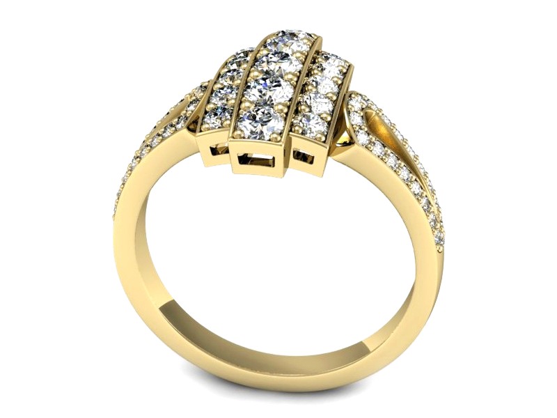Złoty pierścionek z cyrkoniami żółte złoto - P15559z — zdjęcie 3