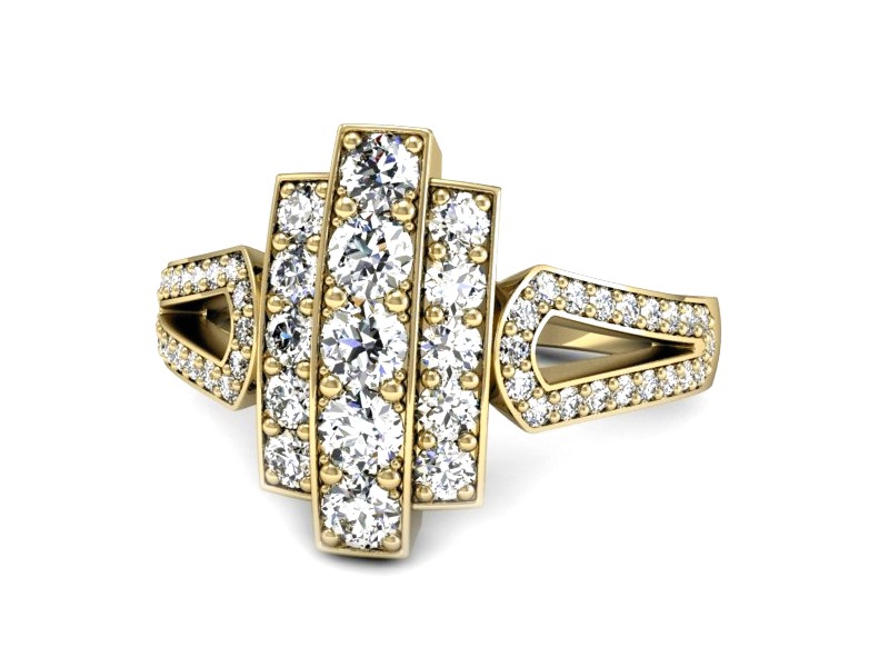 Złoty pierścionek z cyrkoniami żółte złoto - P15559z — zdjęcie 2