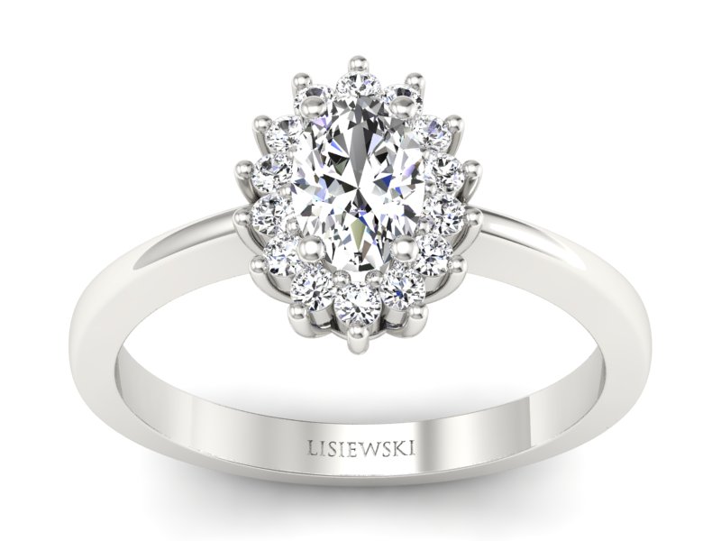 Złoty pierścionek z diamentami białe złoto - P16001b