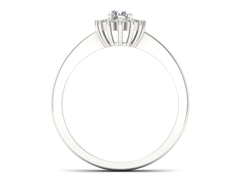 Złoty pierścionek z diamentami białe złoto - P16001b — zdjęcie 2