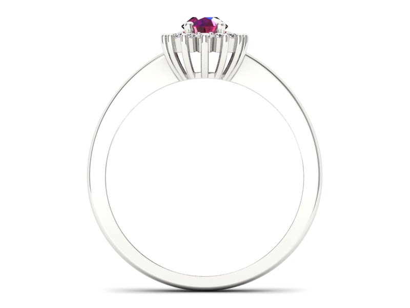 Pierścionek z rubinem i brylantami białe złoto - P16001br — zdjęcie 2