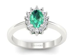 Złoty Pierścionek ze szmaragdem z brylantami - P16001bsm