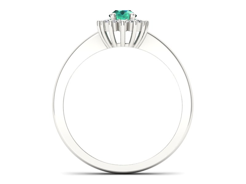 Złoty pierścionek ze szmaragdem z brylantami - P16001bsm — zdjęcie 2