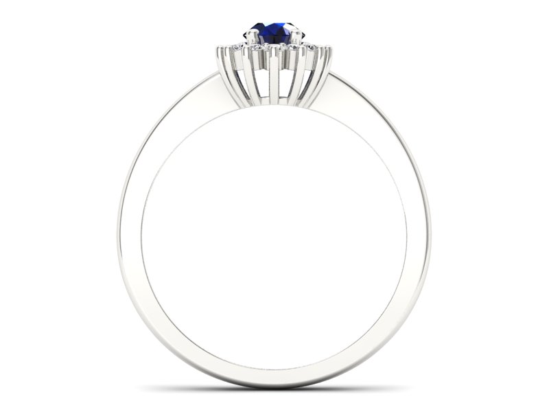Pierścionek z szafirem i brylantami białe złoto - P16001bsz — zdjęcie 2