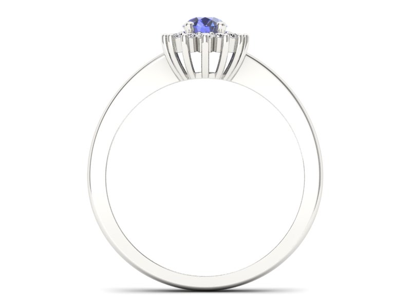 Złoty pierścionek z tanzanitem i brylantami - P16001bt2 — zdjęcie 2