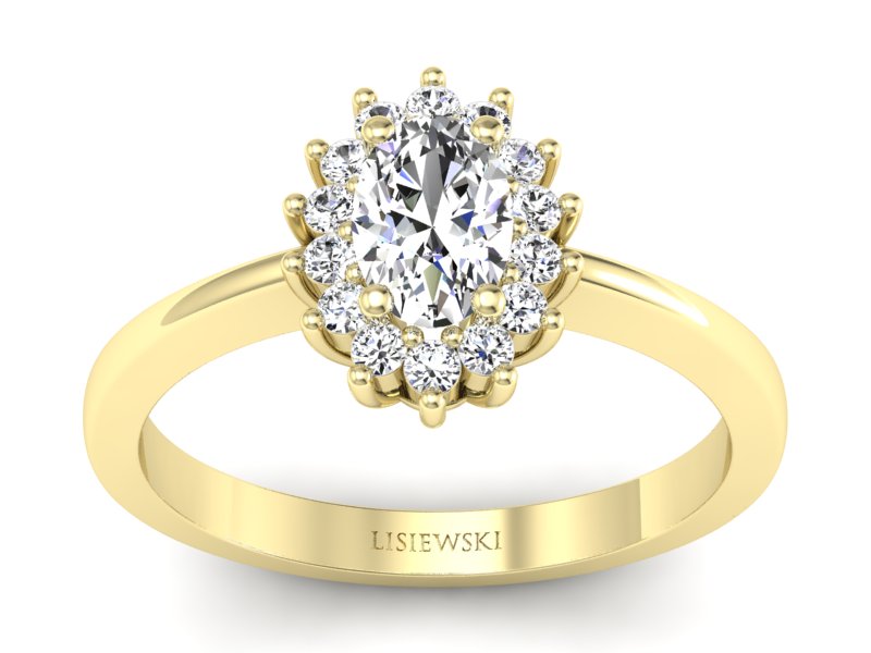 Złoty pierścionek z diamentami żółte złoto - P16001z