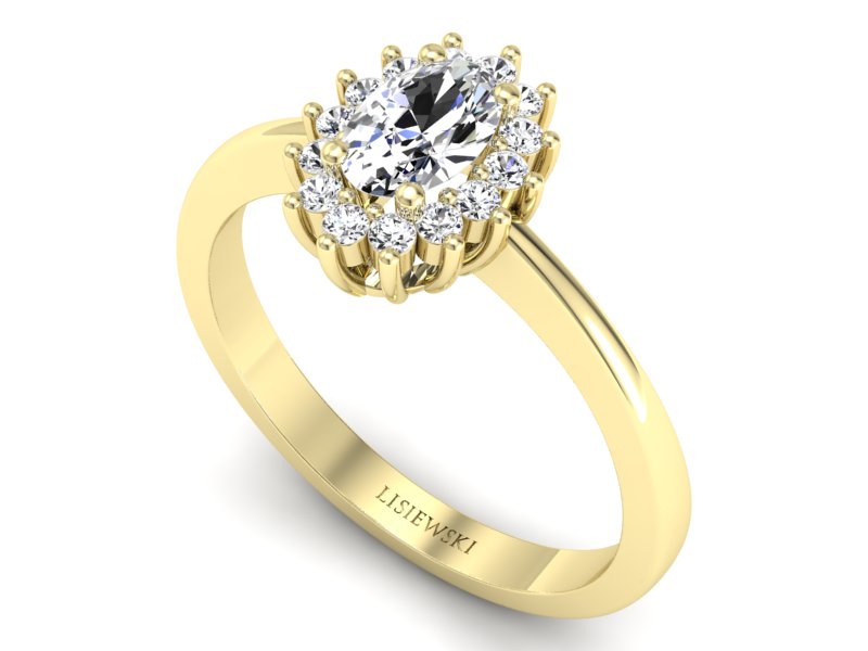 Złoty pierścionek z diamentami żółte złoto - P16001z — zdjęcie 3