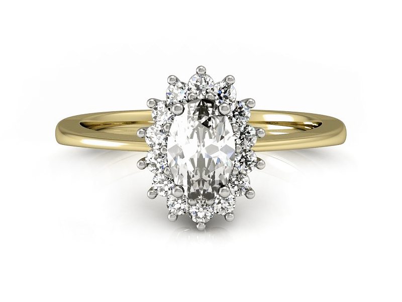 Pierścionek z diamentami białe i żółte złoto - P16001zb — zdjęcie 5