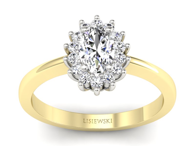 Pierścionek z diamentami białe i żółte złoto - P16001zb