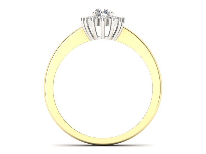 Pierścionek z diamentami białe i żółte złoto - P16001zb — zdjęcie 2