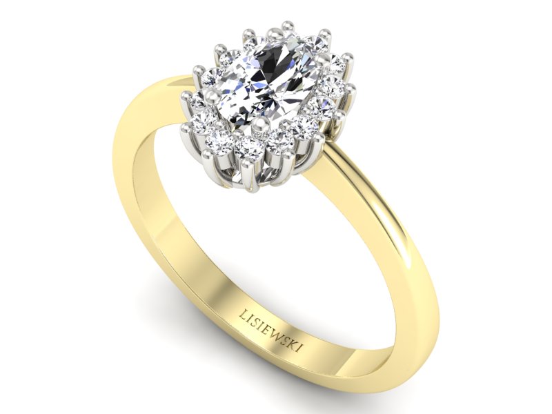 Pierścionek z diamentami białe i żółte złoto - P16001zb — zdjęcie 3