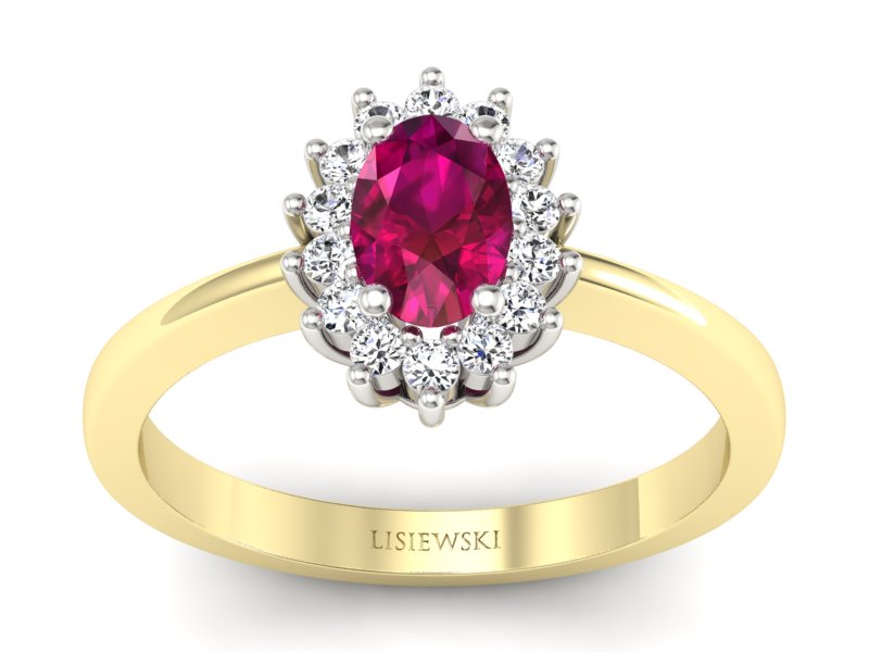 Pierścionek z rubinem i brylantami - P16001zbr2