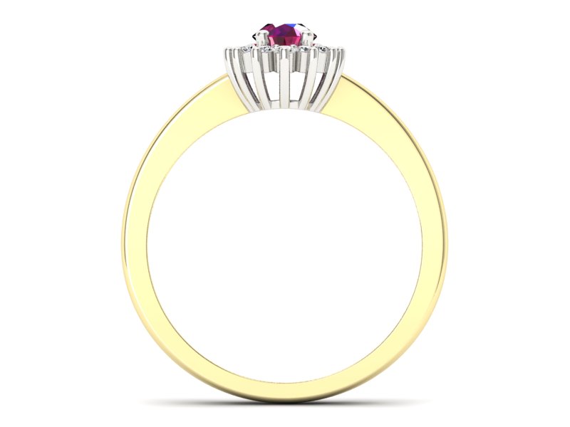 Pierścionek z rubinem i brylantami - P16001zbr2 — zdjęcie 2