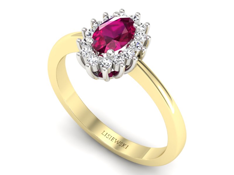 Pierścionek z rubinem i brylantami - P16001zbr2 — zdjęcie 3