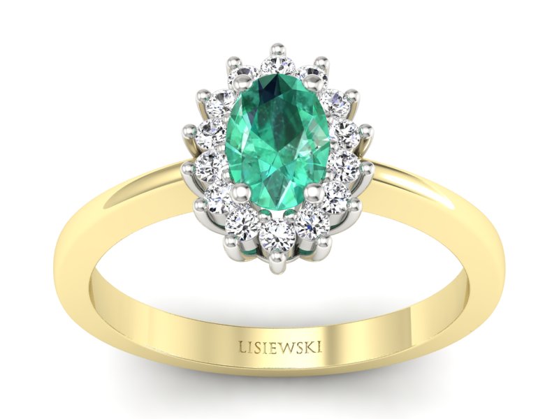 Pierścionek ze szmaragdem i diamentami - P16001zbsm