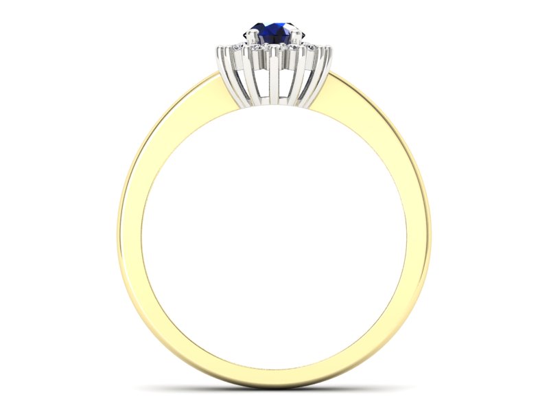 Pierścionek szafir i brylanty żółte złoto - P16001zbsz — zdjęcie 2