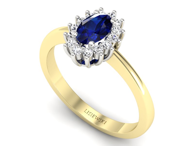 Pierścionek szafir i brylanty żółte złoto - P16001zbsz — zdjęcie 3