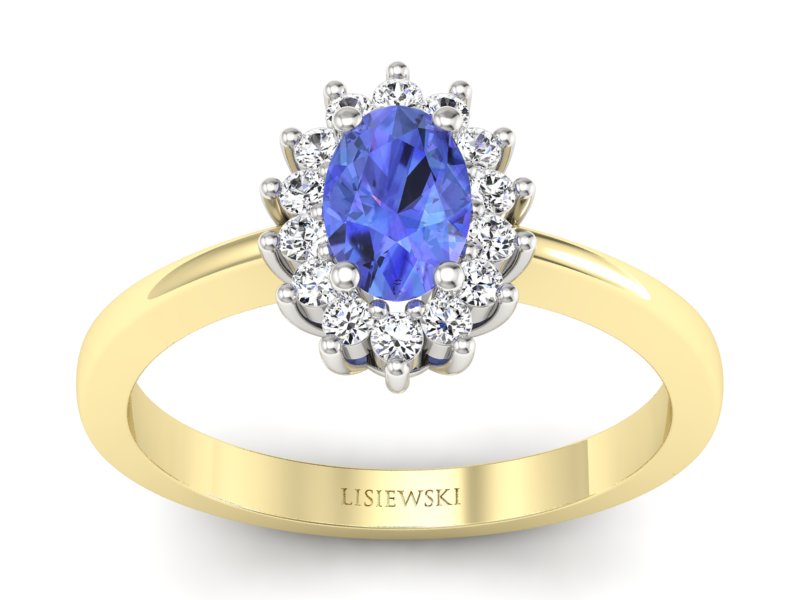 Pierścionek z tanzanitem z brylantami - P16001zbt