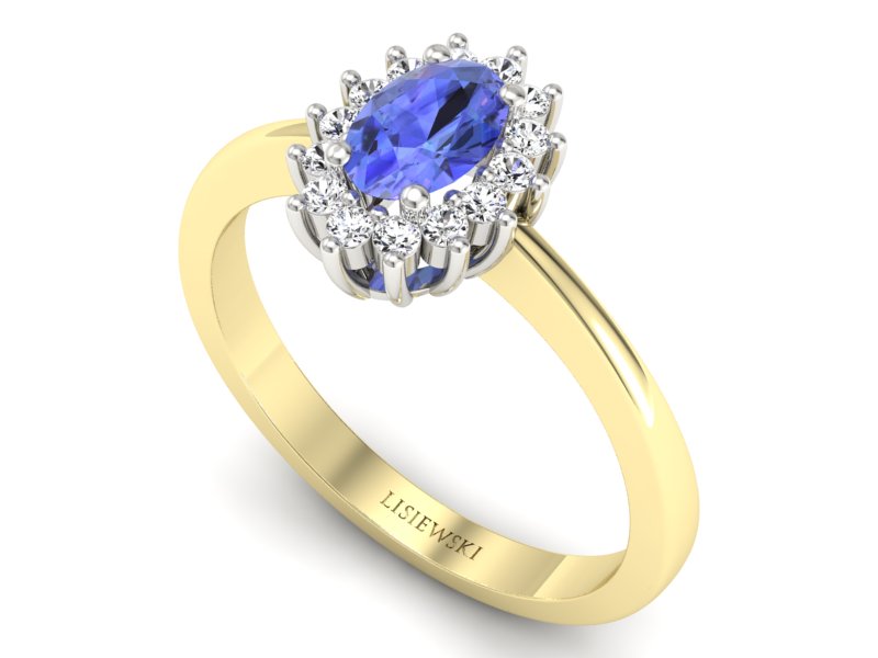Pierścionek z tanzanitem z brylantami - P16001zbt — zdjęcie 3