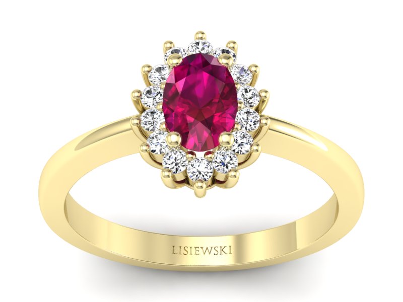 Pierścionek zaręczynowy z rubinem i diamentami - P16001zr