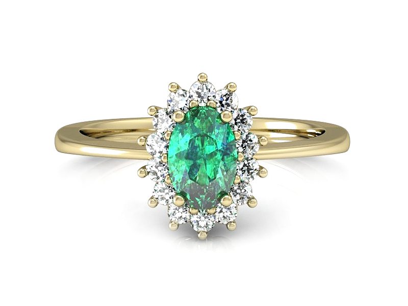 Złoty pierścionek ze szmaragdem i brylantami - P16001zsm — zdjęcie 5