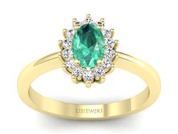 Złoty Pierścionek ze szmaragdem i brylantami - P16001zsm