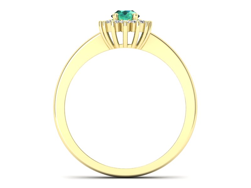 Złoty pierścionek ze szmaragdem i brylantami - P16001zsm — zdjęcie 2