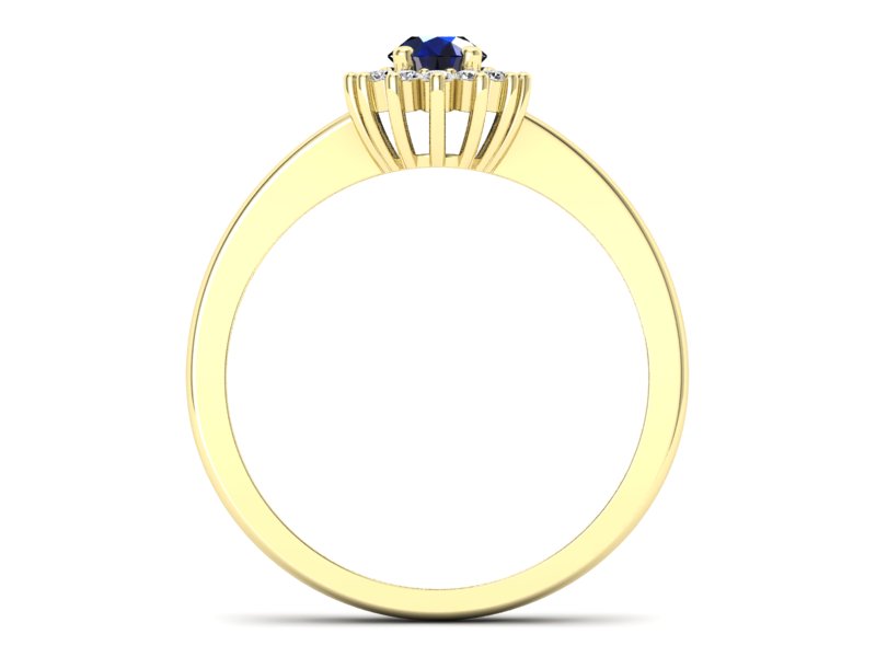 Pierścionek z szafirem i brylantami żółte złoto - P16001zsz — zdjęcie 2