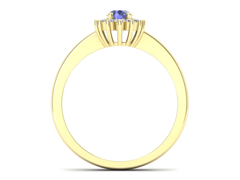 Pierścionek z tanzanitem i brylantami żółte złoto - P16001zt — zdjęcie 2