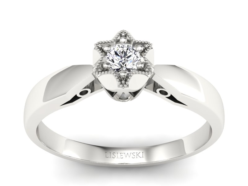 Złoty pierścionek z brylantem białe złoto - p16003b