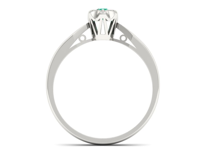 Złoty pierścionek ze szmaragdem białe złoto - p16003bsm — zdjęcie 2