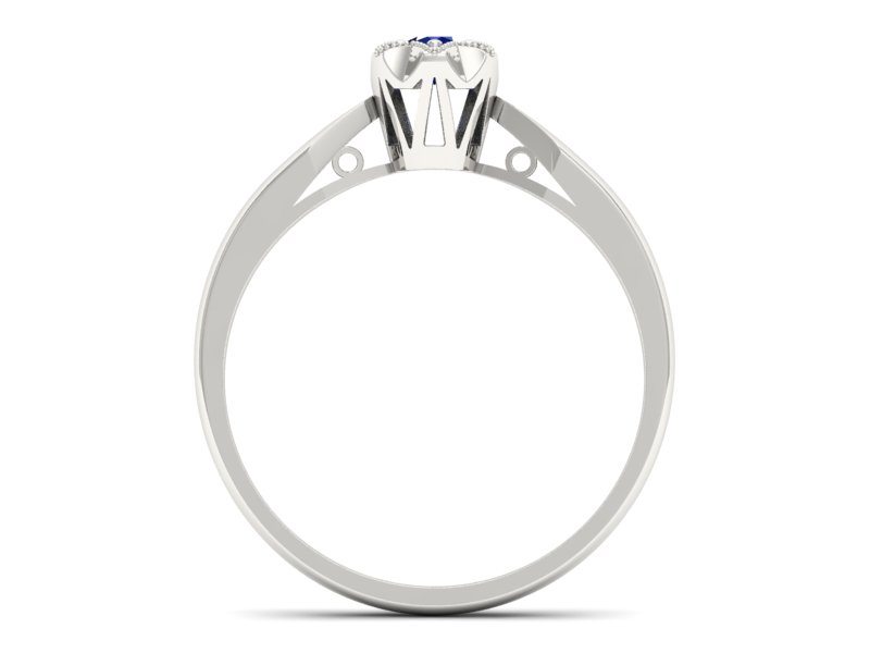 Złoty pierścionek z szafirem białe złoto - p16003bsz — zdjęcie 2