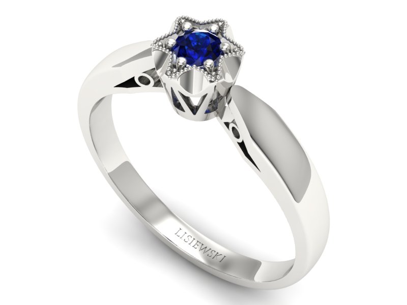 Złoty pierścionek z szafirem białe złoto - p16003bsz — zdjęcie 3