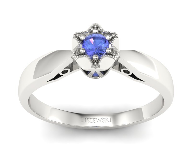 Złoty pierścionek z tanzanitem białe złoto - p16003bt