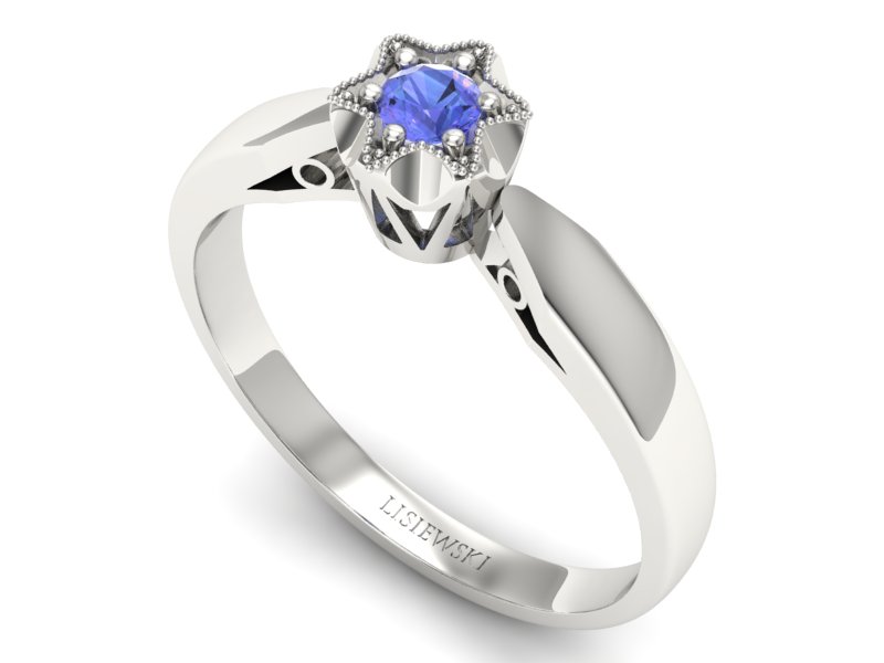 Złoty pierścionek z tanzanitem białe złoto - p16003bt — zdjęcie 3