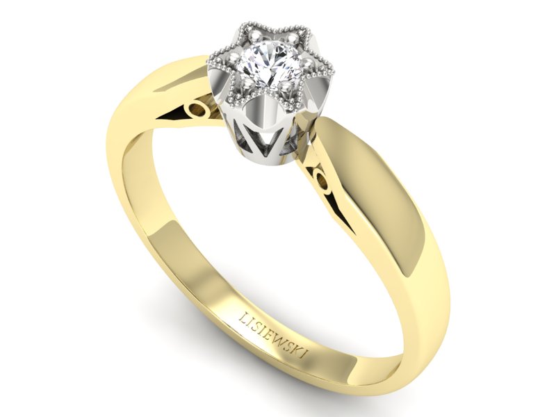 Pierścionek z brylantem żółte i białe złoto - p16003zb — zdjęcie 3