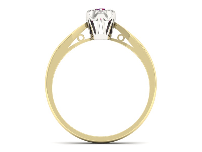 Pierścionek z rubinem z żółtego i białego złota - p16003zbr — zdjęcie 2