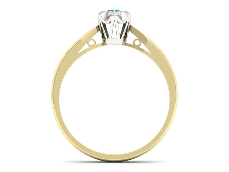 Pierścionek ze szmaragdem żółte białe złoto - p16003zbsm — zdjęcie 2