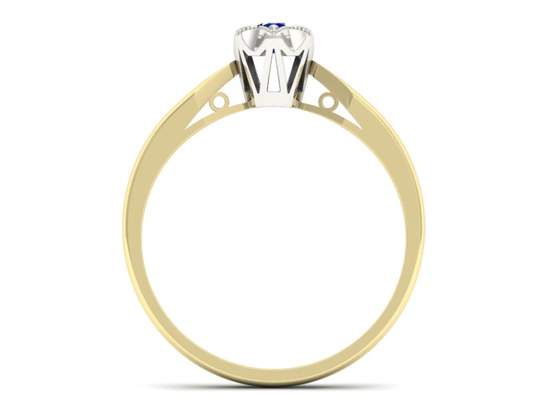 Pierścionek z szafirem żółte i białe złoto - p16003zbsz — zdjęcie 2