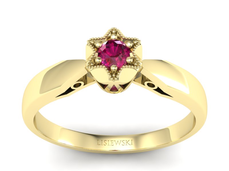 Złoty pierścionek z rubinem żółte złoto - p16003zr