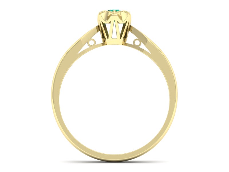 Złoty pierścionek zaręczynowy ze szmaragdem - p16003zsm — zdjęcie 2