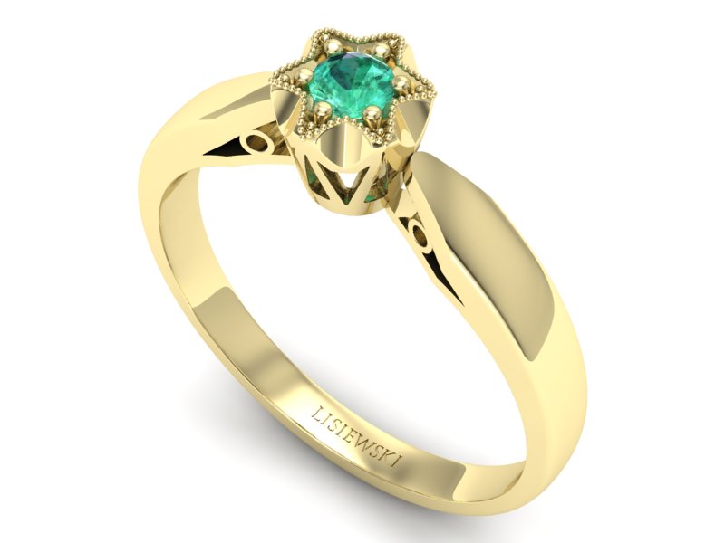 Złoty pierścionek zaręczynowy ze szmaragdem - p16003zsm — zdjęcie 3