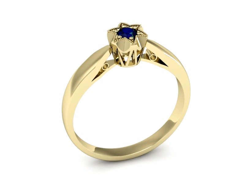 Złoty pierścionek z szafirem żółte złoto - p16003zsz — zdjęcie 5