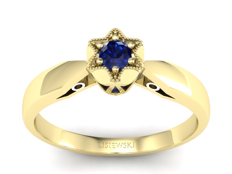 Złoty pierścionek z szafirem żółte złoto - p16003zsz