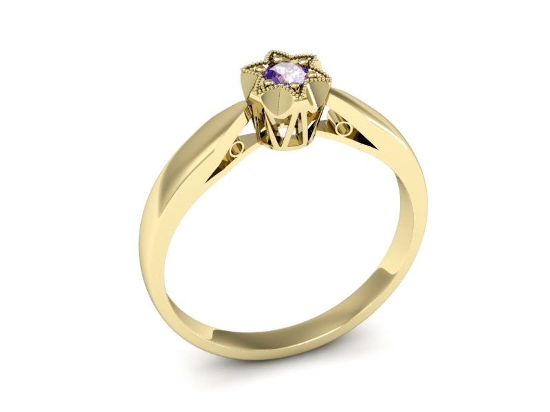 Złoty pierścionek z tanzanitem żółte złoto - p16003zt — zdjęcie 4