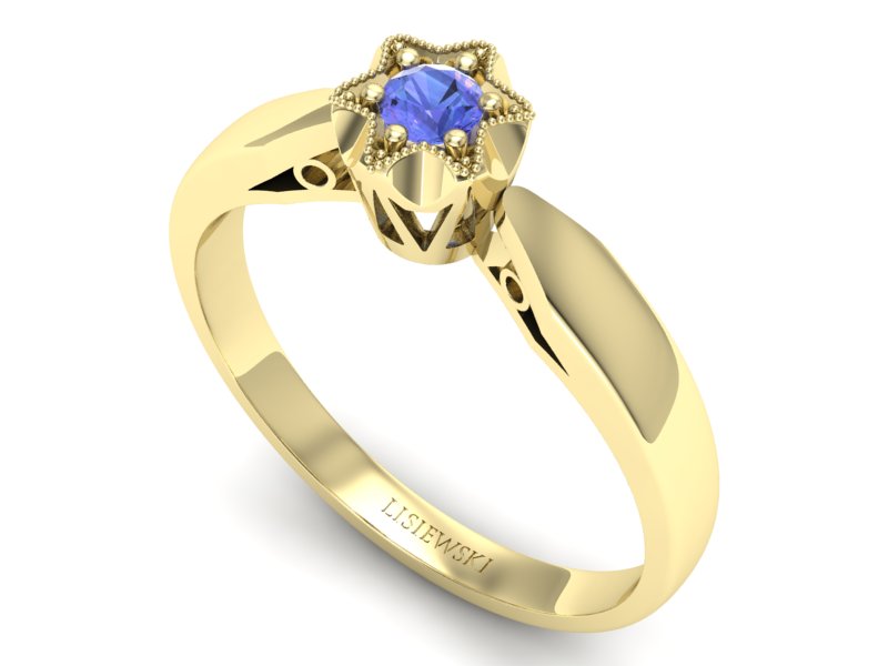 Złoty pierścionek z tanzanitem żółte złoto - p16003zt — zdjęcie 3
