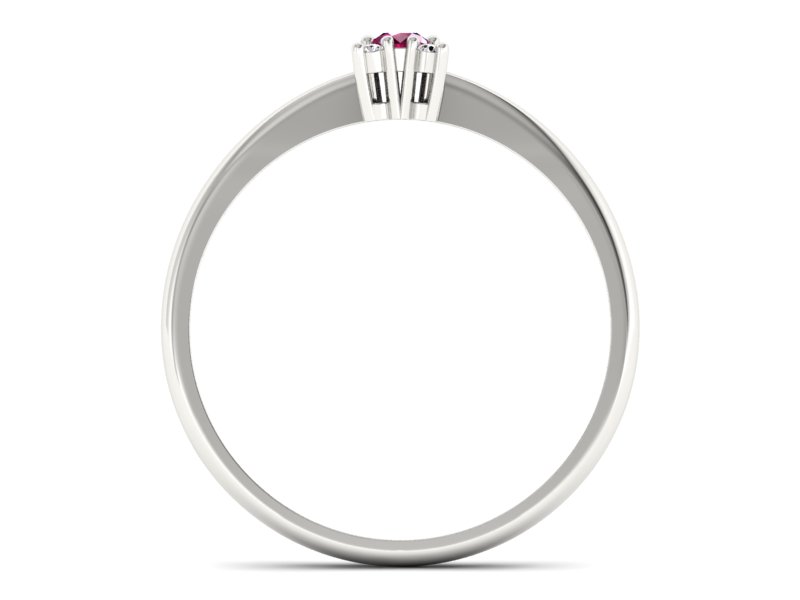Pierścionek z rubinem i brylantami białe złoto - P16004br — zdjęcie 2