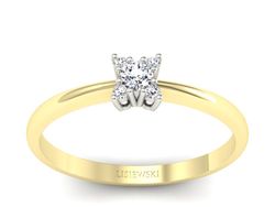Pierścionek z diamentami żółte i białe złoto - P16004bz