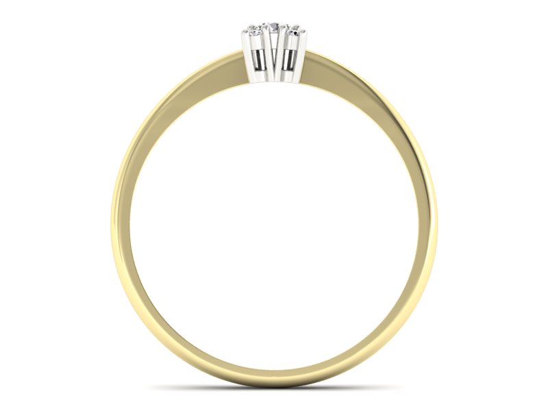 Pierścionek z diamentami żółte i białe złoto - P16004bz — zdjęcie 2